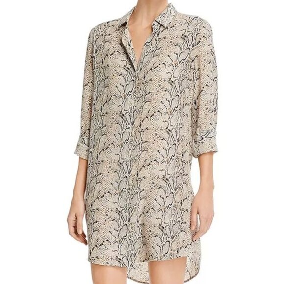 Equipment Essential Silk Tunic Shirt Dress in Natural Python Print Size XS - Picture 4 of 16